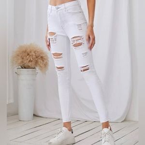 Shein white distressed jeans size L